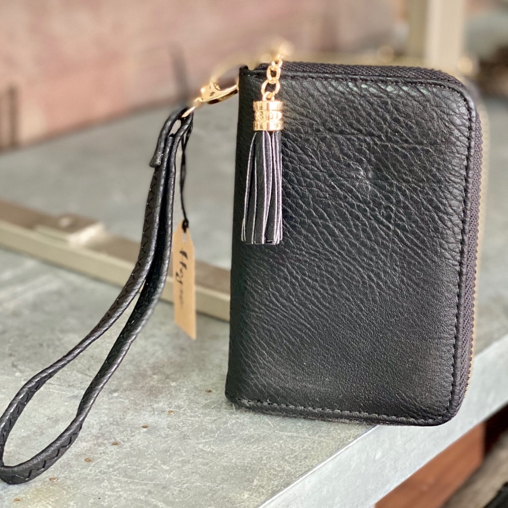 BlackVegan leather wristlet!